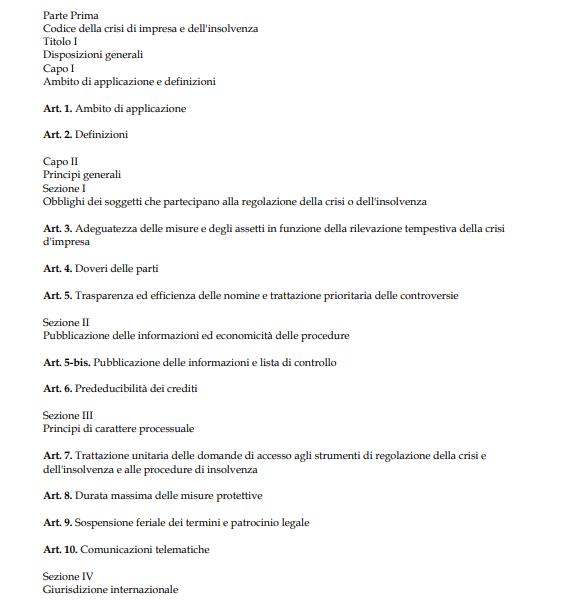 CODICE DELLA CRISI DI IMPRESA E DELL’INSOLVENZA